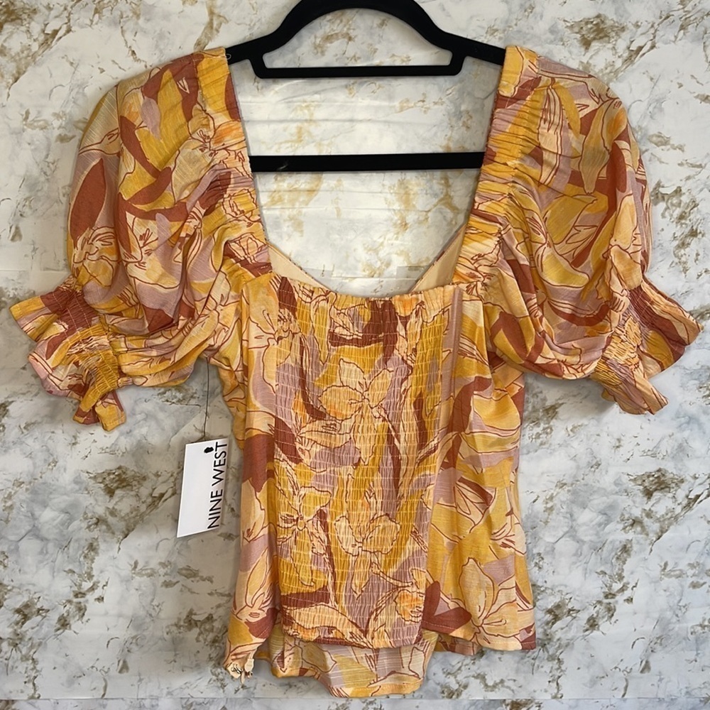 Nine West Floral Puff Sleeve Top l SIZE XS - Picture 4 of 12